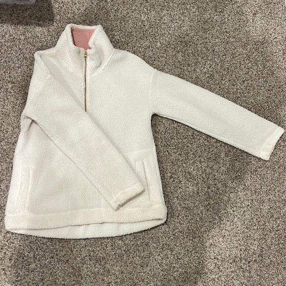 Old navy white quarter-zip sherpa pullover - Picture 1 of 3
